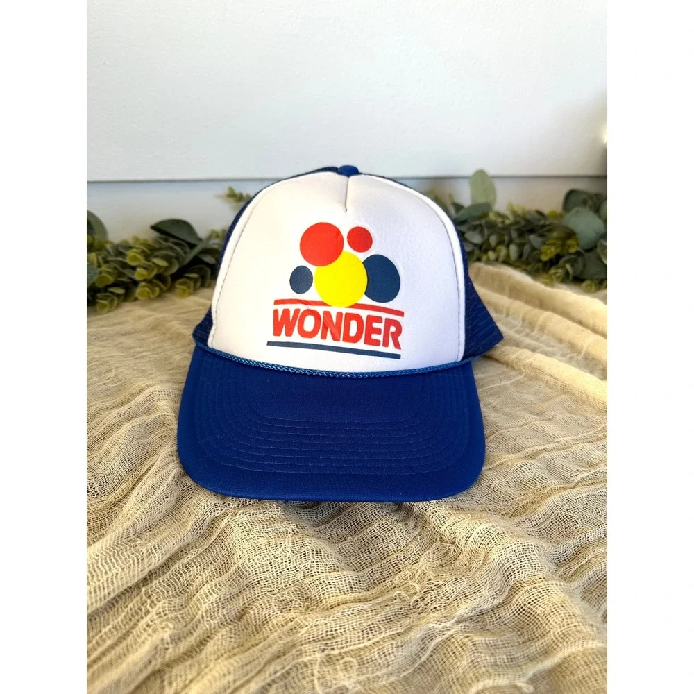 Vintage Wonder‎ Bread blue white Snapback Mesh trucker Cap hat blue Otto 32-468